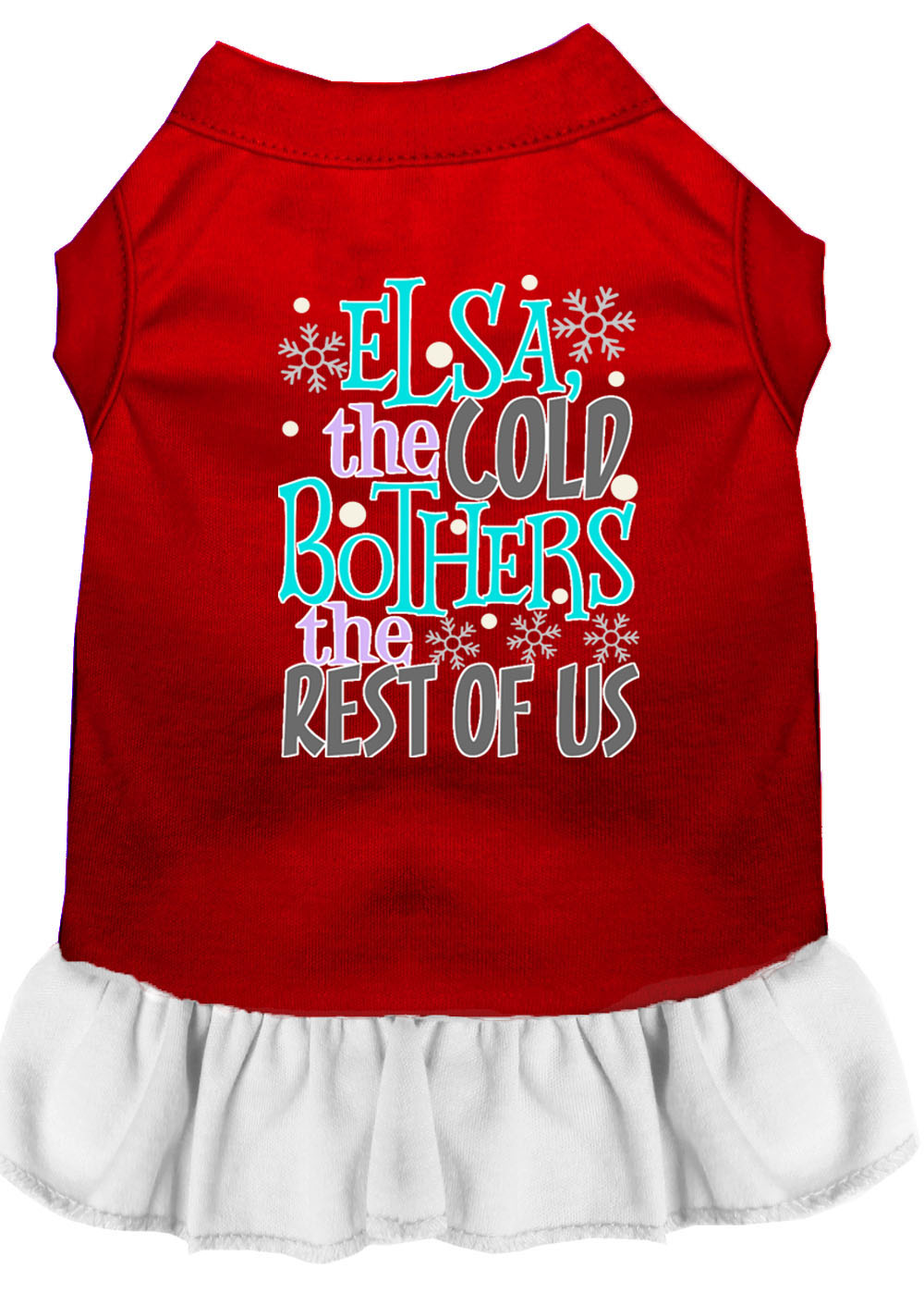 Elsa, the Cold Screen Print Dog Dress Red with White XS
